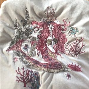 Velvet varsity bomber jacket mermaid appliqué